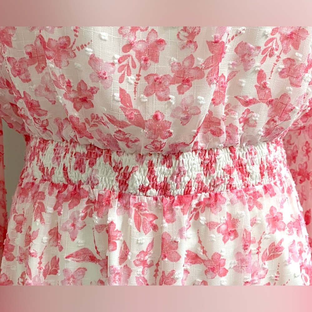 Skies&Blue Womens M Pink White Floral Dress Cottagecore Preppy Feminine Fairy - Picture 3 of 16
